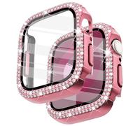 Surace Custodia da 41 mm compatibile con Apple Watch 7, con pellicola protettiva, custodia protettiva completa con strass compatibile con Apple Watch Series 7 41 mm, rosa