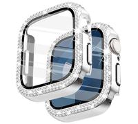Surace Custodia da 41 mm compatibile con Apple Watch 8 Series 7, con pellicola protettiva, custodia protettiva completa con strass compatibile con Apple Watch Serie 7 e 8 da 41 mm, argento