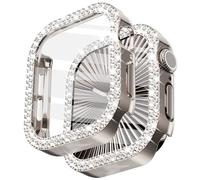 Surace Custodia per Apple Watch con pellicola protettiva compatibile con | Crystals Diamond - Cover protettiva per il viso con custodia in vetro temperato per Apple Watch, Sensitive Touch, Starlight