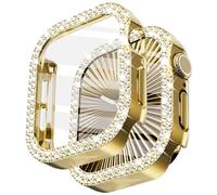 Surace Custodia per Apple Watch con pellicola protettiva compatibile con | Crystals Diamond - Cover protettiva per il viso con custodia in vetro temperato per Apple Watch, sensibile al tatto