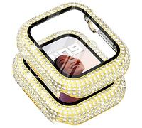 Surace Custodia per Apple Watch con pellicola protettiva per serie 6/5/4 | 300 Crystal Diamonds, custodia protettiva rigida con protezione schermo in vetro temperato integrato, protezione completa