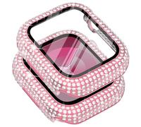 Surace Custodia per Apple Watch con pellicola protettiva per serie 9/8/7 | 400 Crystal Diamonds, custodia protettiva rigida con protezione schermo in vetro temperato integrato, protezione completa