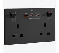SURAIELEC Doppia presa nera con USB C, 2 prese commutate da 13 A, ricarica rapida PD da 35 W (2 USB-C + 1 USB-A), sicura per bambini, nero opaco, adatta per scatola posteriore da 25 mm