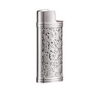 Surakey Custodia vintage per accendini in metallo con incisione retrò per accendini mini BIC, supporto per accendini riutilizzabili, custodia per accendini portatile per viaggi all'aperto