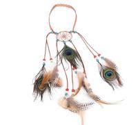 Surakey Fasce per capelli da donna con piume boho e piume, copricapo indiano, tribale, con nappa, hippie per capelli, per feste e ragazze