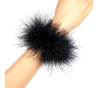 Surakey Polsi con piume di struzzo, polsini da donna, eleganti con piume, con piume, per donne e bambini, decorazione da polso, misura unica, Piuma
