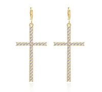 SURALIN 1 Paio di Orecchini da Donna Placcati in Oro Croce Perla Strass Pendenti Orecchini a Cerchio Punto Croce Orecchini Iniziali Gioielli Semplici