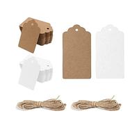 SURALIN 100 Pz 3 x 5 CM Tag Bomboniere - Spago di Iuta Naturale Lungo 20 Metri Etichette per Bomboniere Bigliettini Bomboniere Comunione Tag Bomboniere Personalizzati