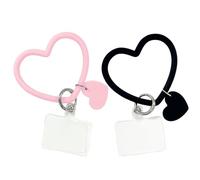 SURALIN 2 Pezzi Cordini per Telefono a Forma di Cuore, Cordini da Polso per Telefono con Portachiavi, Adatti per Badge Identificativo Chiave della Custodia del Telefono