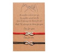 SURALIN 2 Pezzi di Braccialetti Creativi per Coppie, Simbolo Dell'infinito, Lavorato A Mano, Braccialetto Dell'amicizia con Cartellino Rosso + Nero