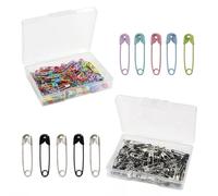 SURALIN 240 Mini spille da balia, Set di Spille di Sicurezza Piccole da 19 mm per Abbigliamento, Etichette Nome, Artigianato (Scatola Portaoggetti da 2 Pezzi) Nere e Colorate