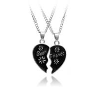 SURALIN 2PCS Collana Amicizia Set Collana Bff Collane per Bff Collane per Migliori Amiche Collana Bambina Regalo Amicizia(Fiocco di Neve Nero)