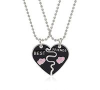 SURALIN 2PCS Collana Amicizia Set Collana Bff Collane per Bff Collane per Migliori Amiche Collana Bambina Regalo Amicizia(Nero)