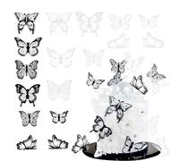 SURALIN 36 Pezzi Topper 3D Farfalle Decorative Torta, Topper per Torta in PVC Bianco e Nero Decorazioni Torta Compleanno Topper per Torta Hollow Art Cupcakes
