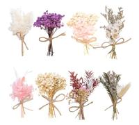 SURALIN Set di 8 Mazzi di Fiori Secchi Piccoli, Mini Bouquet Decorativi per Feste di Compleanno e Matrimoni