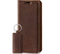 SURAZO - Custodia magnetica per Samsung Galaxy A21s, custodia protettiva in vera pelle, con slot per schede, protezione RFID, custodia a portafoglio fatta a mano in Europa
