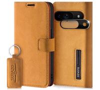 SURAZO Custodia per Google Pixel 9 5G, in pelle, pieghevole, in vera pelle, con chiusura magnetica, scomparto per carte di credito, protezione RFID, funzione leggio, protezione per fotocamera