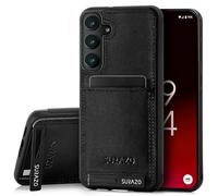 SURAZO Custodia posteriore in vera pelle per Samsung Galaxy S24 FE - Custodia antiurto in pelle [scomparto per carte di credito, funzione leggio, portachiavi] realizzata a mano in UE bumper posteriore