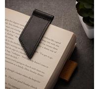 SURAZO Segnalibro in pelle fatto a mano, in vera pelle di alta qualità, design compatto, nero, idea regalo per gli amanti dei libri, stile minimalista per uomini e donne