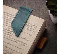 SURAZO Segnalibro in pelle fatto a mano, in vera pelle di alta qualità, design compatto, turchese, idea regalo per gli amanti dei libri, stile minimalista per uomini e donne