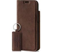 SURAZO Smart Magnet, custodia per Apple iPhone 13 Pro Max, in vera pelle, con scomparto per carte di credito, protezione RFID, a portafoglio, realizzata a mano in Europa, colore: marrone nocciola
