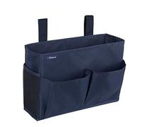 Surblue Comodino Caddy Appeso Letto Organizer Borsa Portaoggetti 4 Tasche e 2 Ganci Piccolo-Blu