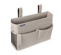 Surblue Comodino Caddy Appeso Letto Organizer Borsa Portaoggetti 4 Tasche e 2 Ganci Piccolo-Grigio