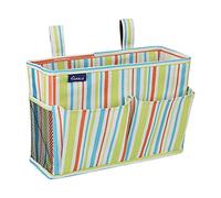 Surblue Comodino Caddy Hanging Organizer Letto 4 Tasche e 2 Ganci Small-Green Stripe
