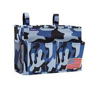 Surblue Organizer da comodino da appendere, per letti a castello e ospedali, dormitorio universitario, sponde per lettini, sedia a rotelle, sedia a rotelle, 4 tasche e 2 ganci (oceano piccolo)