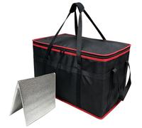 Surbootime Borsa termica per alimenti per auto, 77 l, adatta per la consegna di cibo, con chiusura lampo, riutilizzabile, capacità extra large, fondo rinforzato, ideale per campeggio, barbecue in