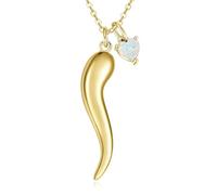 Surcha Collane con ciondolo a forma di corno italiano in oro 14 carati con ciondolo a forma di cuore con pietra portafortuna per le donne Cornicello Corno collana protezione talismano gioielli buona