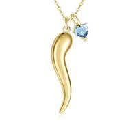 Surcha Collane con ciondolo a forma di corno italiano in oro 14 carati con ciondolo a forma di cuore con pietra portafortuna per le donne Cornicello Corno collana protezione talismano gioielli buona