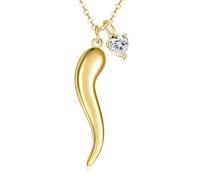 Surcha Collane con ciondolo a forma di corno italiano in oro 14 carati con ciondolo a forma di cuore con pietra portafortuna per le donne Cornicello Corno collana protezione talismano gioielli buona