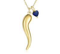 Surcha Collane con ciondolo a forma di corno italiano in oro 14 carati con ciondolo a forma di cuore con pietra portafortuna per le donne Cornicello Corno collana protezione talismano gioielli buona