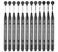 Surcotto Fineliner - 12 penne a pigmento nero, punta fine, impermeabile, per schizzi artistici, disegni, manga, illustrazioni, fumetti