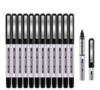 Surcotto Penna Gel Nere, Penna Roller 12 pezzi Penna a Sfera Penne a inchiostro Liquido Extra Fine Punta 0.5mm Penne Nero ad Asciugatura rapida