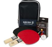 Sure Shot Matthew Syed - Set da ping pong MS-5 per principianti, con custodia protettiva Sure Shot e 6 palline da ping pong bianche a 3 stelle, 40+, racchette da ping pong ad alto controllo