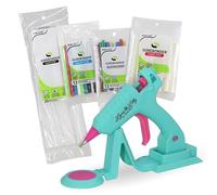 Surebonder Lynn Lilly Edition - Mini pistola per colla a caldo senza fili con punta fine e stick di colla per tessuti, multiuso, colore, glitter e tessuto, blu
