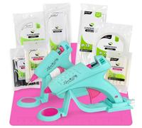 Surebonder Lynn Lilly Edition - Pistole per colla a caldo con punta mini e full-size senza filo/cordless, con tessuto e stick di colla a caldo multiuso e tampone di colla antiaderente in silicone rosa