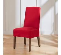 SureFit Cove - Coprisedia corti in tela di cotone per sala da pranzo con gonna da 15,2 cm, rimovibili e lavabili in lavatrice, set da 2 pezzi, colore: bordeaux
