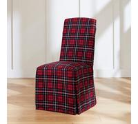 SureFit Cove - Coprisedia in tela di cotone per sala da pranzo, con gonna lunga 43 cm e pieghe angolari, rimovibili e lavabili in lavatrice, set da 2 pezzi, motivo scozzese