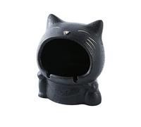 SUREK Elegante Creativo Gatto in Ceramica Grande posacenere Anti-Cenere Volante Simpatico posacenere per sigari per Interni ed Esterni 11 x 13 cm/ 4,3 x 5,1 in Nero Facile da Usare