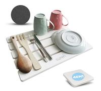 suren Scolapiatti Diatomite Pieghevole 40 x 30 cm | Scolapiatti Pietra Diatomite Cucina | Include Sottobicchieri multifunzione, tappetino antiscivolo e levigatura di manutenzione | Stone Drying Mat