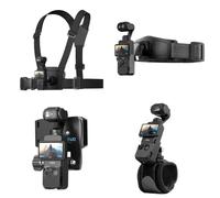 SUREWO Kit di accessori 4 in 1 DJI Osmo Pocket 4/3, imbracatura a sgancio rapido per la testa, cinghia da polso girevole a 360°, montaggio a clip rapido con adattatore di espansione