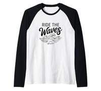 Surf Beach Graphic Surfer Gift Coastal Surfing Lover Maglia con Maniche Raglan