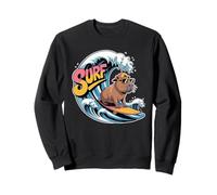 Surf Capybara Funny Beach Retro Summer Wave Felpa