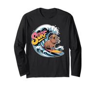 Surf Capybara Funny Beach Retro Summer Wave Maglia a Manica