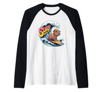 Surf Capybara Funny Beach Retro Summer Wave Maglia con Maniche Raglan