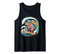 Surf Capybara Funny Retro Beach Summer Vibes Canotta