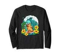 Surf Capybara Tropical Summer Divertente Animale da spiaggia Maglia a Manica